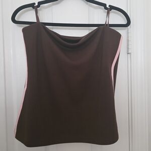 Emerson Lang Chocolate And Pink Strip Halter Too